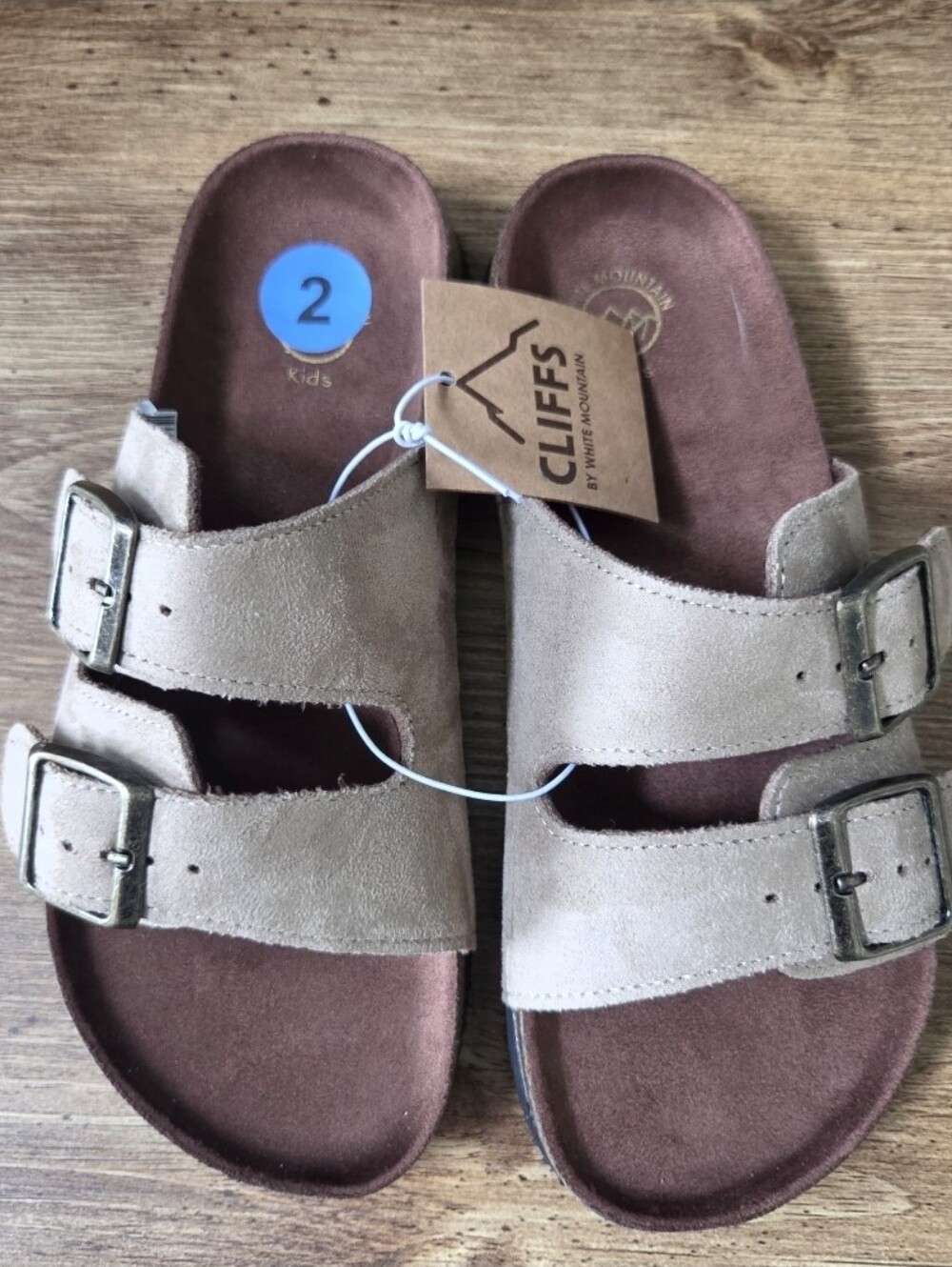 Cliffs by WHITE MOUNTAIN Kids Tan Suede Double-Buckle Sandals